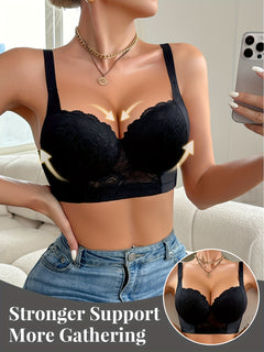 Elegant Lace Push-Up Bra for Women - Comfortable, Non-Padded with Underwire Support, Nylon & Elastane Blend, Hand Washable