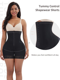 Elegant Women's Shapewear Shorts with Ring Detail - Nylon & Spandex, Tummy Control & Butt Lifting, Solid Color