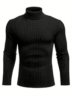 ELESOL Men's Thermal Fleece-Lined Turtleneck - Breathable, Windproof Long Sleeve Shirt