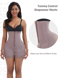 Elegant Women's Shapewear Shorts with Ring Detail - Nylon & Spandex, Tummy Control & Butt Lifting, Solid Color