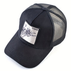 Casual Polyester Baseball Cap with Embroidered Bull, Breathable Mesh Back, for Men, Outdoor Sports Sun Protection Hat