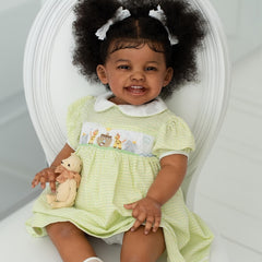 24in Lifelike Black Girl Doll - Soft Vinyl Toddler with Hand-Rooted Curly Hair, 2 Teeth, Dress-Up Capabilities