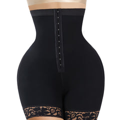 Elegant Women's Shapewear Shorts with Ring Detail - Nylon & Spandex, Tummy Control & Butt Lifting, Solid Color