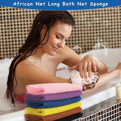 6pcs African Net Long African Bath Sponge/ Body Scrubber (Pink,Yellow,Purple,Black,Blue,Brown)