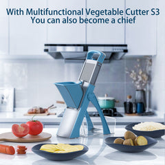 Multifunctional Metal Vegetable Cutter S3 - 1 Set Foldable Peeler with Adjustable Blade for Shredding, Slicing, Dicing - Easy Storage & Cleaning Kitchen Tool