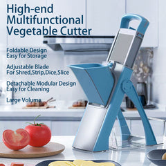 Multifunctional Metal Vegetable Cutter S3 - 1 Set Foldable Peeler with Adjustable Blade for Shredding, Slicing, Dicing - Easy Storage & Cleaning Kitchen Tool