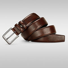 2pcs Men's Genuine Leather Belt with Alloy Pin Buckle - Casual Retro Style