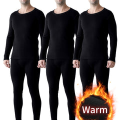 3-Pack Men'S Winter Warm Thermal Underwear, Crew Neck Solid Color Knit Polyester 95% Elastane 5% Base Layer, Regular Fit, Thick