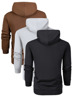 3-Pack Men'S Casual Polyester Hooded Sweatshirts with Pockets - Long Sleeve Pullover Hoodies for Spring/Autumn Sports and Outings