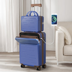 2pcs Luggage Sets, Carry On Luggage 20 In Suitcase Port Spinner Wheels, Hardshell Lightweight