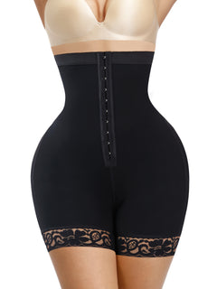 Elegant Women's Shapewear Shorts with Ring Detail - Nylon & Spandex, Tummy Control & Butt Lifting, Solid Color