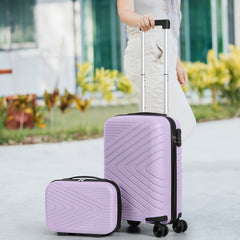 2pcs Ultra-Lightweight Carry-On Luggage Set with Cosmetic Bag - Durable ABS Material, Sturdy Aluminum Alloy Handle, and Smooth Rolling Wheels for Easy Travel