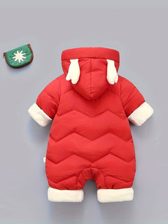 Infant Reindeer Hooded Snowsuit, Unisex Toddler Winter Padded Coat