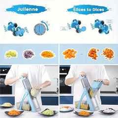 Multifunctional Metal Vegetable Cutter S3 - 1 Set Foldable Peeler with Adjustable Blade for Shredding, Slicing, Dicing - Easy Storage & Cleaning Kitchen Tool