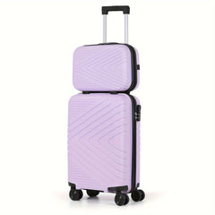 2pcs Ultra-Lightweight Carry-On Luggage Set with Cosmetic Bag - Durable ABS Material, Sturdy Aluminum Alloy Handle, and Smooth Rolling Wheels for Easy Travel