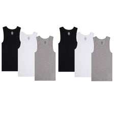 6 Pack Men's Cotton Ribbed Tank Top, Moisture Wicking, Lightweight, Breathable, A-Shirts Undershirt Plain Ribbed Tank Top