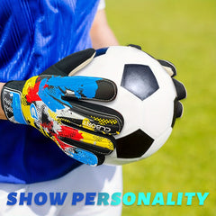 Non-Slip Double Wrist Protection Soccer Goalkeeper Gloves, Graffiti Style, Hand Grip Super