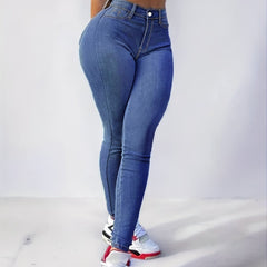 Plus Size Skinny Jeans Stretch Washing Blue Leggings Pants