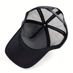 Casual Polyester Baseball Cap with Embroidered Bull, Breathable Mesh Back, for Men, Outdoor Sports Sun Protection Hat