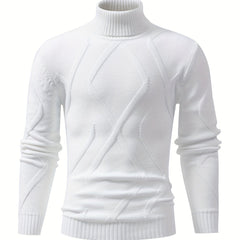 Mens Fashionable Solid Knitted Pullover - Comfortable & Ultra-Stretchy Long Sleeve Turtle Neck Top - Perfect for Urban Adventures, Leisurely Strolls & Outdoor Activities