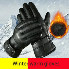 Cozy Fleece-Lined Faux Leather Gloves - Warm, Water-Resistant & Touchscreen Compatible - Stylish Winter Accessory for Men and Women