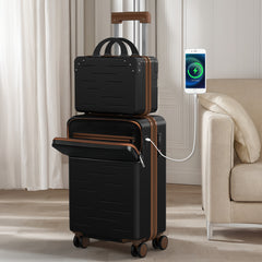 2pcs Luggage Sets, Carry On Luggage 20 In Suitcase Port Spinner Wheels, Hardshell Lightweight