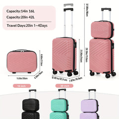 2pcs Ultra-Lightweight Carry-On Luggage Set with Cosmetic Bag - Durable ABS Material, Sturdy Aluminum Alloy Handle, and Smooth Rolling Wheels for Easy Travel