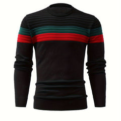 Cool Knitted Sweater for Men, Men's Casual Retro Striped Pullover Knit Sweater Streetwear for Winter Fall