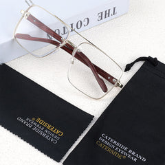 Men'S Square Fashion Gradient Glasses, Wide Frame (>139 mm), Wooden & Metal Alloy, PC Lens,