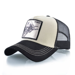 Casual Polyester Baseball Cap with Embroidered Bull, Breathable Mesh Back, for Men, Outdoor Sports Sun Protection Hat