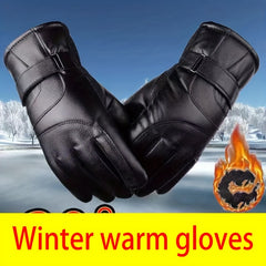 Cozy Fleece-Lined Faux Leather Gloves - Warm, Water-Resistant & Touchscreen Compatible - Stylish Winter Accessory for Men and Women