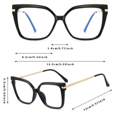 Minimalist Square Full Rim TR Frame Spectacles - Fashionable Non-Prescription Anti-Blue Light Glasses with AC Lens, Metal Hinges & Anti-Fog Cloth Included - Stylish Middle East Collection Spectacle Frames