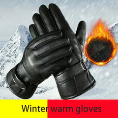 Cozy Fleece-Lined Faux Leather Gloves - Warm, Water-Resistant & Touchscreen Compatible - Stylish Winter Accessory for Men and Women