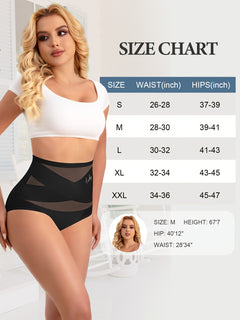 7pcs High Waist Viscose Set: Tummy Control Breathable Mesh Seamless Briefs for Body Shaping and Hip Lifting in Black