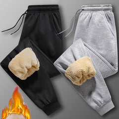 2pcs Men's Fleece-Lined Joggers - Windproof, Casual & Versatile Sweatpants with Pockets for Fall/Winter