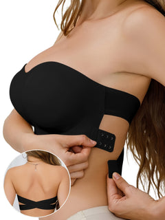 Solid Cross Tape Side Closure Wireless Bra, Simple Comfy Push Up Bra, Women's Lingerie & Underwear