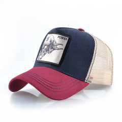 Casual Polyester Baseball Cap with Embroidered Bull, Breathable Mesh Back, for Men, Outdoor Sports Sun Protection Hat