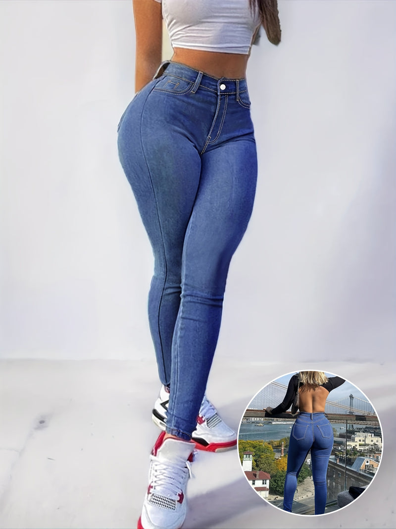 Plus Size Skinny Jeans Stretch Washing Blue Leggings Pants