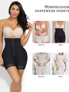 Elegant Women's Shapewear Shorts with Ring Detail - Nylon & Spandex, Tummy Control & Butt Lifting, Solid Color