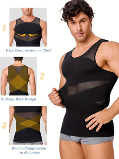 Solid Men's Compression Tank Top - Sleeveless Undershirt Body Shaper Vest