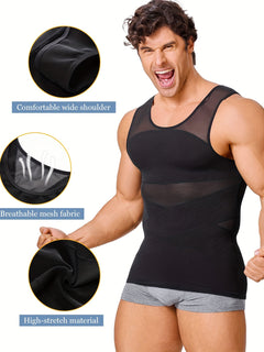 Solid Men's Compression Tank Top - Sleeveless Undershirt Body Shaper Vest