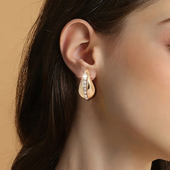 Two Pairs of Fashionable European and American Water Drop Golden and Silvery Rhinestone Earrings Set