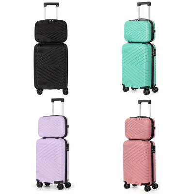 2pcs Ultra-Lightweight Carry-On Luggage Set with Cosmetic Bag - Durable ABS Material, Sturdy Aluminum Alloy Handle, and Smooth Rolling Wheels for Easy Travel