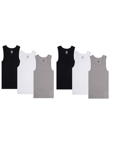 6 Pack Men's Cotton Ribbed Tank Top, Moisture Wicking, Lightweight, Breathable, A-Shirts Undershirt Plain Ribbed Tank Top