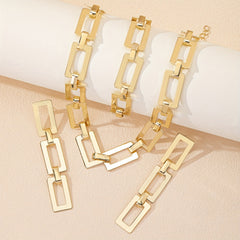 1 Set Simple and Versatile Retro Fashion Chain Buckle Necklace, Bracelet and Earrings