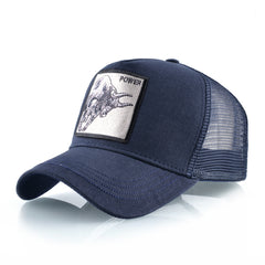 Casual Polyester Baseball Cap with Embroidered Bull, Breathable Mesh Back, for Men, Outdoor Sports Sun Protection Hat