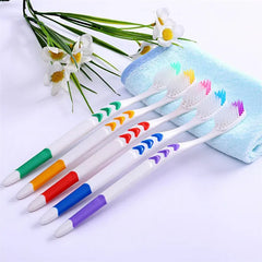 5PC Bamboo Charcoal Low Carbon Medium Soft Bristle Toothbrush