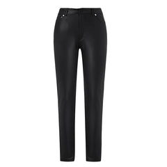 Female Leather Leggings Pants Girl Solid Small Feet Fashion Pants Stretch Trousers Slim Fit Autumn High Waist Casual Pants