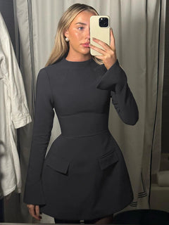 Elegant Long Sleeve Streetwear Bodycon Short Mini Dress