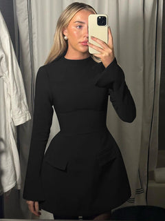 Elegant Long Sleeve Streetwear Bodycon Short Mini Dress